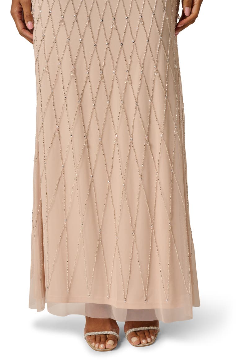 Beaded Mesh Evening Gown, Alternate, color, SHELL