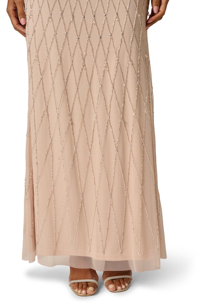 Adrianna Papell Beaded Mesh Evening Gown, Alternate, color, 