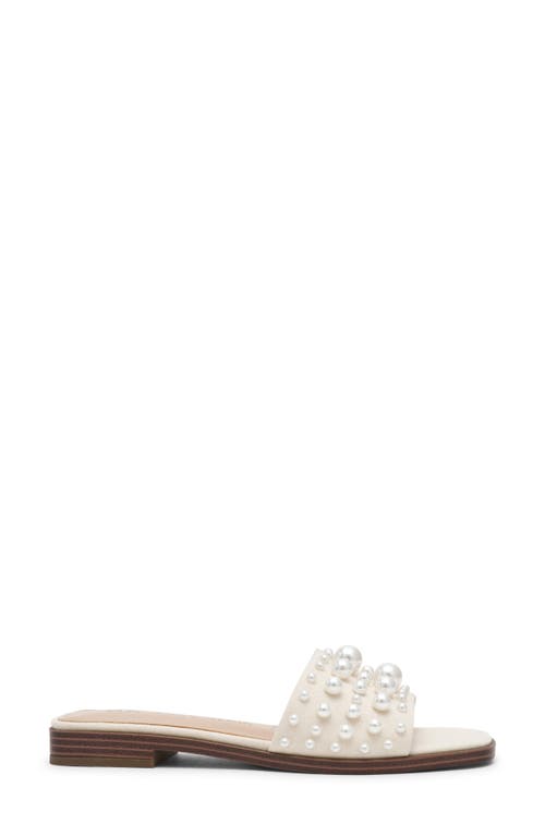 Anne Klein Eugenie Faux Pearl Slide Sandal In Natural