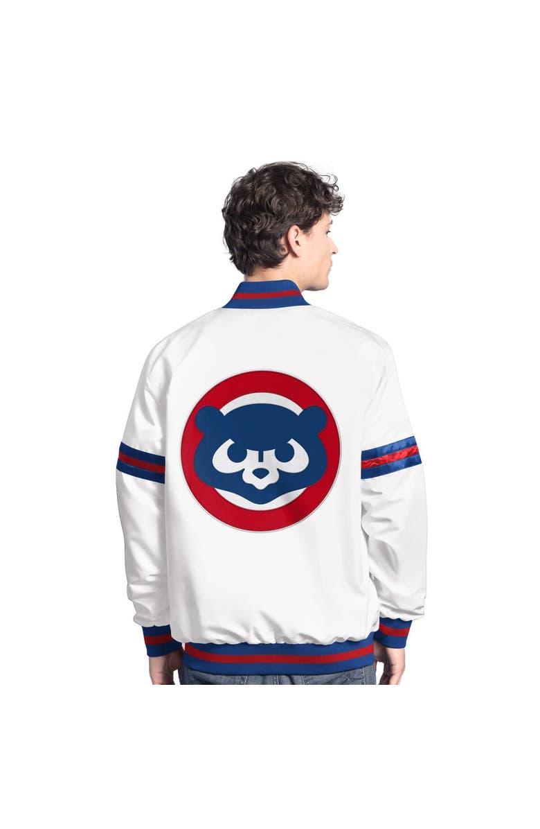STARTER Men's Starter White Chicago Cubs Cooperstown Scout Full-Snap Varsity Jacket, Alternate, color, White