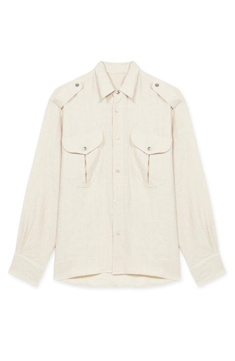 Fortela Luke Sahariana Linen Shirt, Main, color, Stone