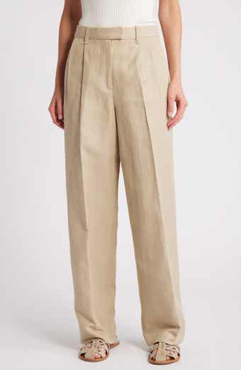 rag & bone Newman Pleated Cotton & Linen Wide Leg Pants