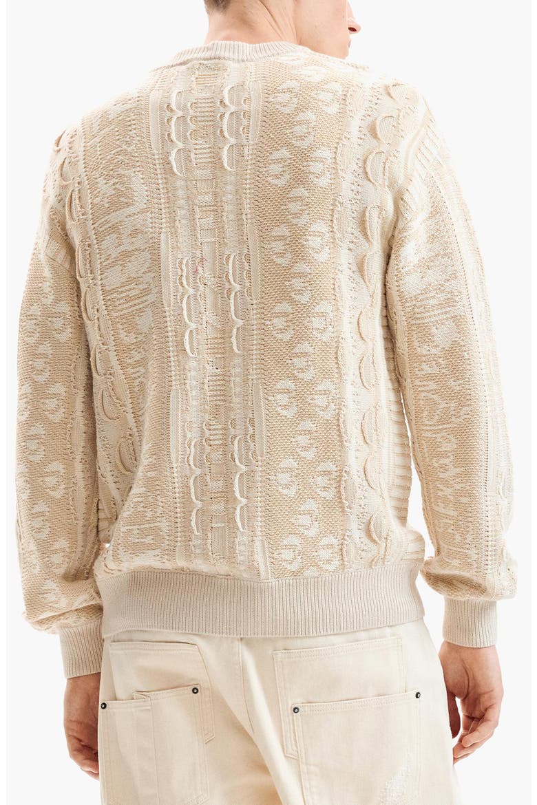 Intarsia Cotton Sweatshirt, Alternate, color, OFF WHITE
