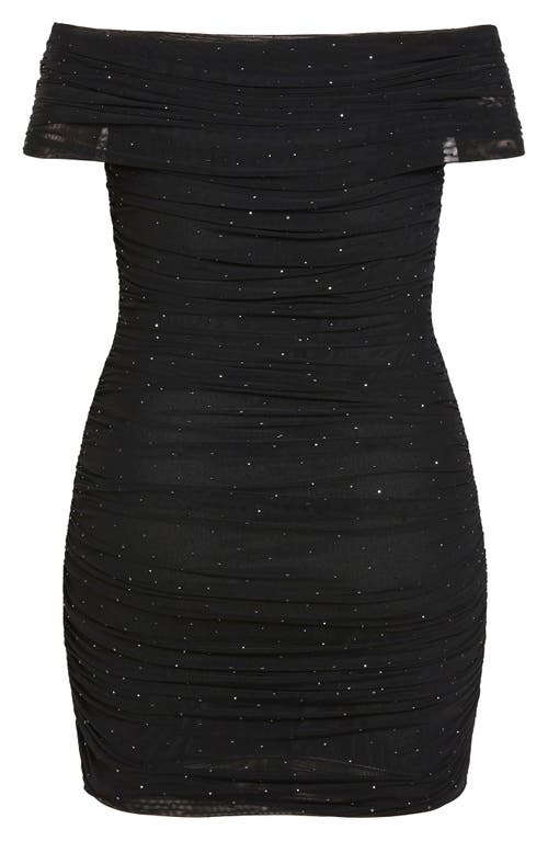 City Chic Kayla Diamante Off The Shoulder Body-con Minidress In Black