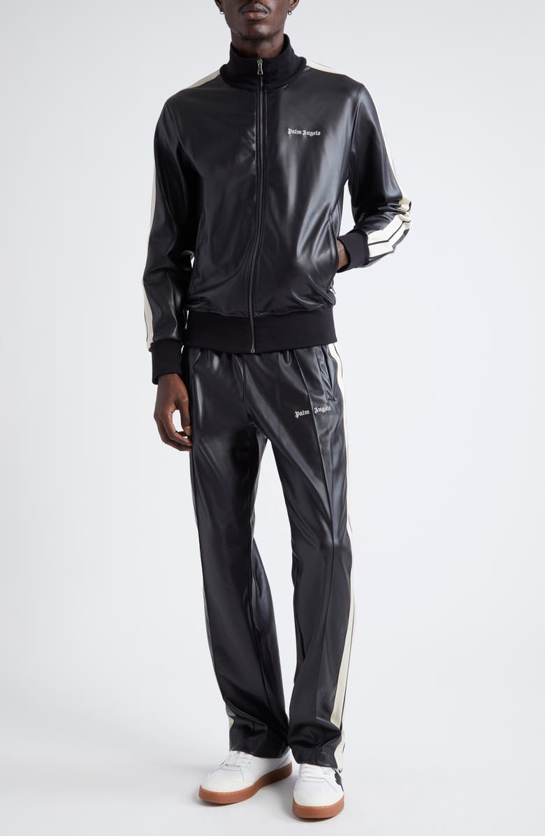 Palm Angels Faux Leather Track Pants, Alternate, color, 