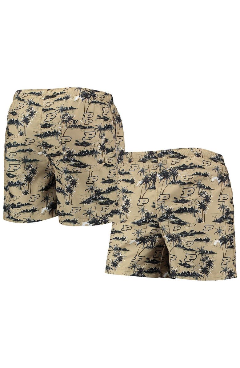 FOCO Men's FOCO Gold Purdue Boilermakers Island Palm Swim Trunks, Alternate, color, 