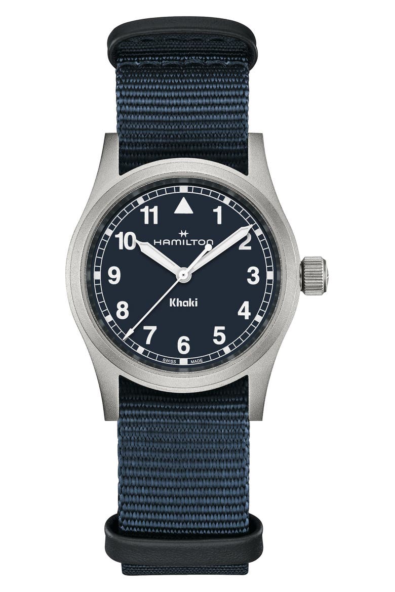 Khaki Field NATO Strap Watch, 33mm, Main, color, BLUE