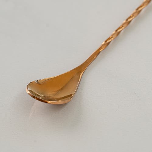A Bar Above Antique Copper Bar Spoons, Set Of 2 With Spiral Handles In Antique Copper