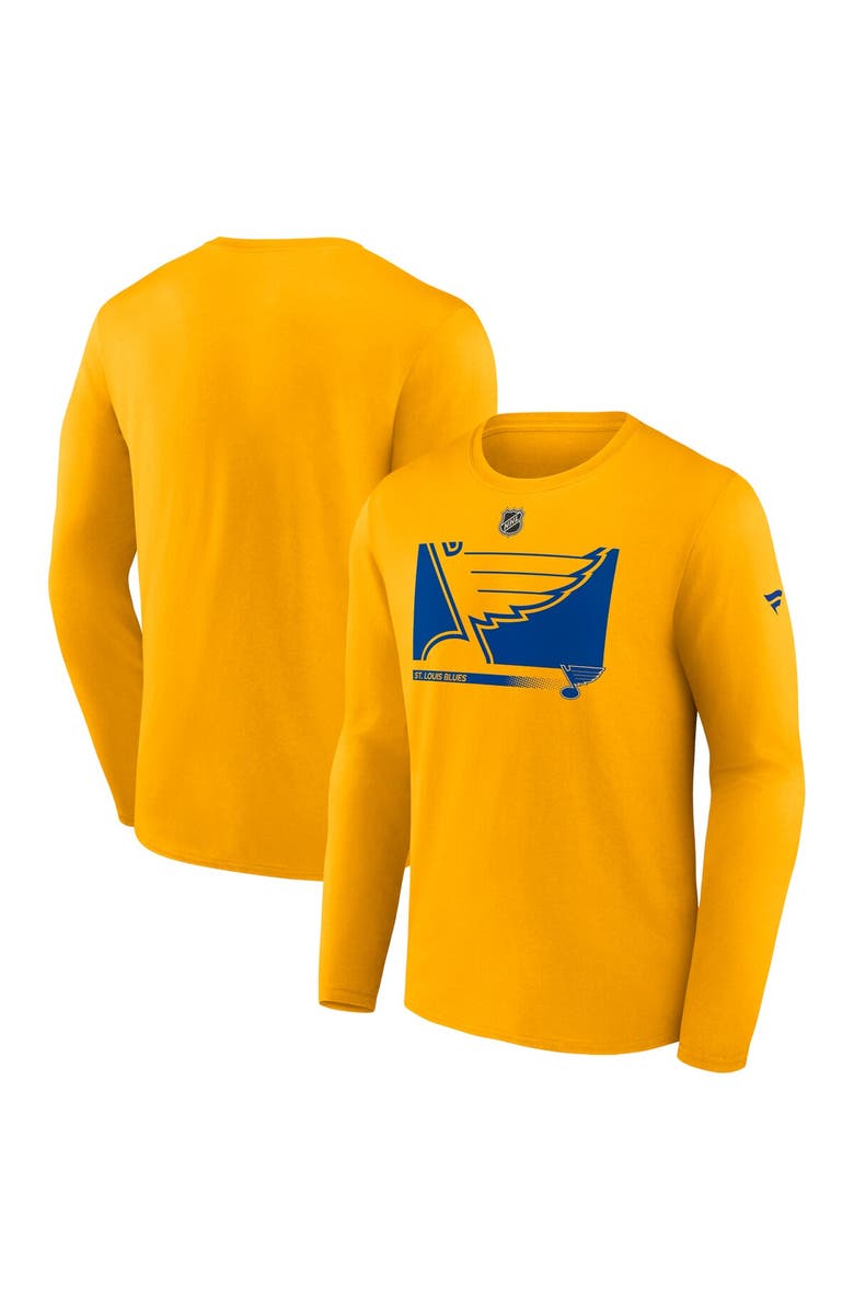 FANATICS Men's Fanatics Branded Gold St. Louis Blues Authentic Pro Core Collection Secondary Long Sleeve T-Shirt, Main, color,