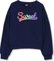 Lands' End Girls Crew Neck Embroidered Sweatshirt