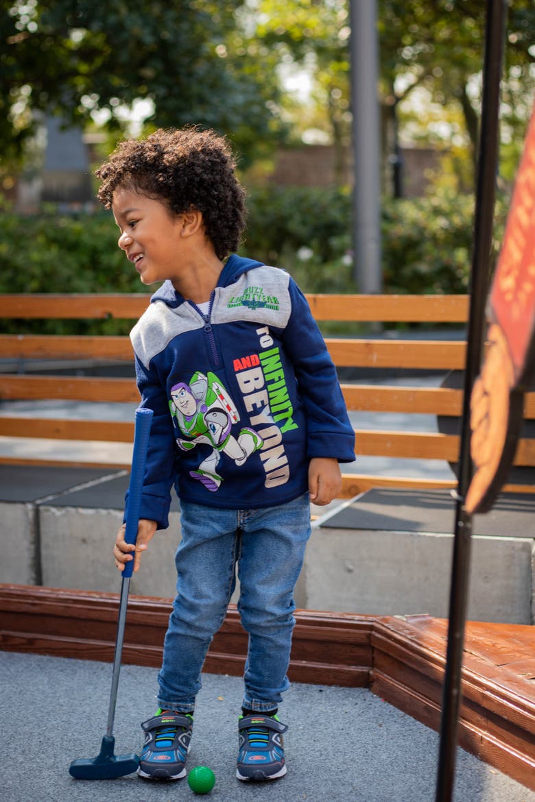 Toy Story Fleece Quarter-Zip Hooded Sweatshirt, Alternate, color, Navy Buzz Lightyear