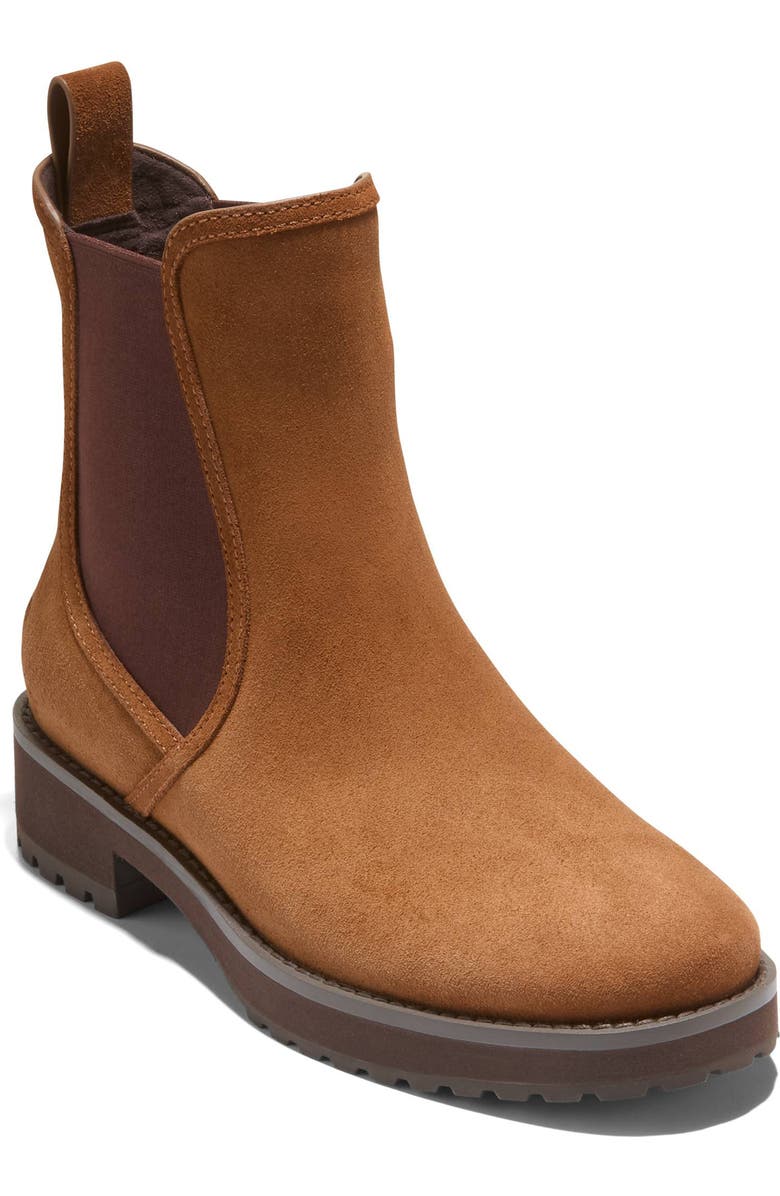 Cole Haan Lyndon Waterproof Chelsea Boot, Main, color, Tobacco Suede Wp