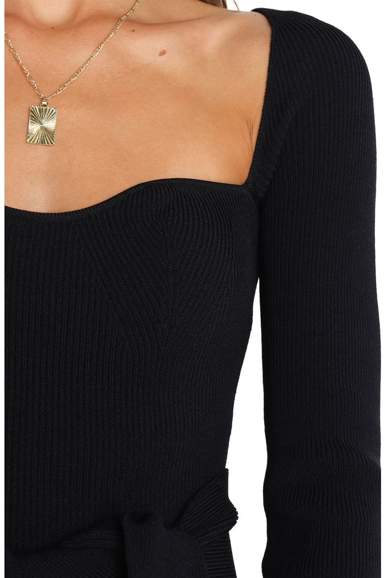 Aquerelle Sweetheart Neck Long Sleeve Sweater Dress, Alternate, color, BLACK
