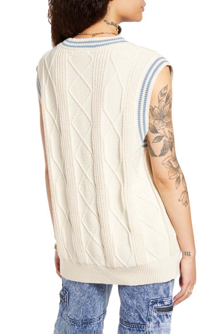 Oversize Cable Knit Cotton Blend Vest, Alternate, color, IVORY DOVE