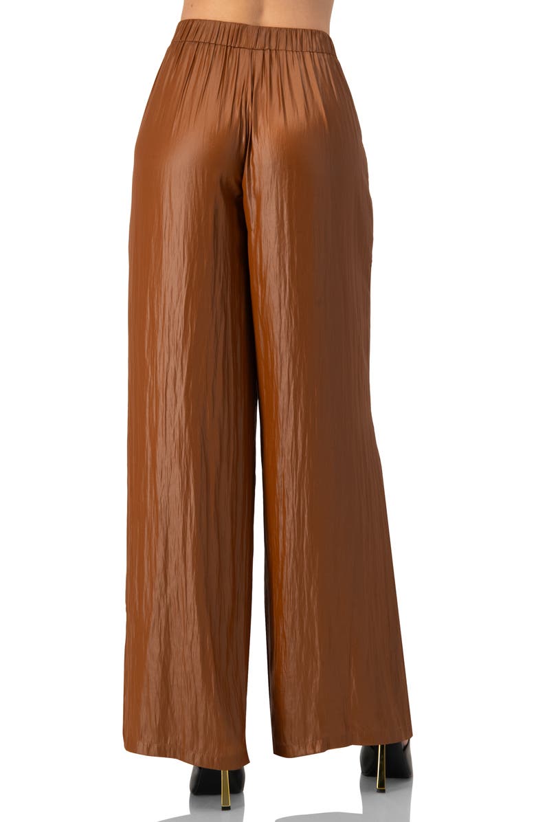 IVONNE Satin Wide-Leg Trousers, Alternate, color, Brown