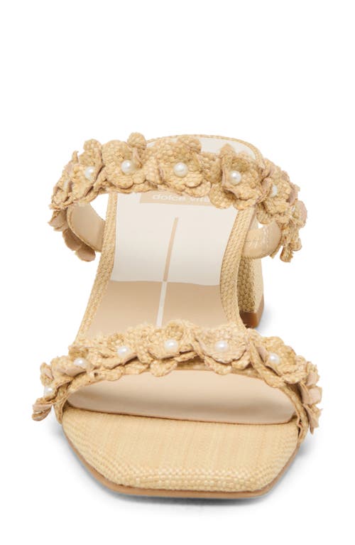 Dolce Vita Bensen Faux Pearl Slide Sandal In Natural Raffia