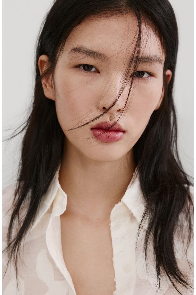 Floral Embroidery Button-Up Shirt, Alternate, color, OFF WHITE