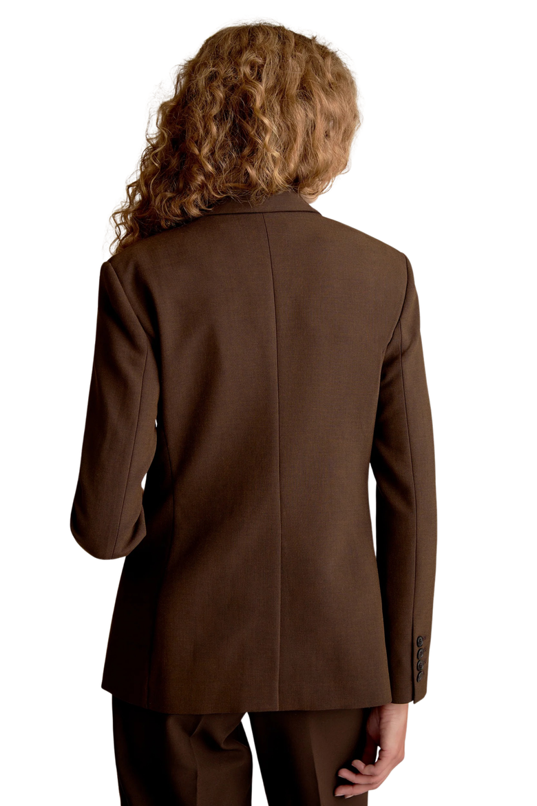 Kati Luxe Flex Suiting Double-Breasted Blazer, Alternate, color, Chocolate Torte Melange