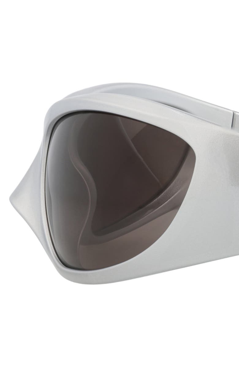 Balenciaga 80mm Wraparound Sunglasses, Alternate, color, Silver Silver Grey