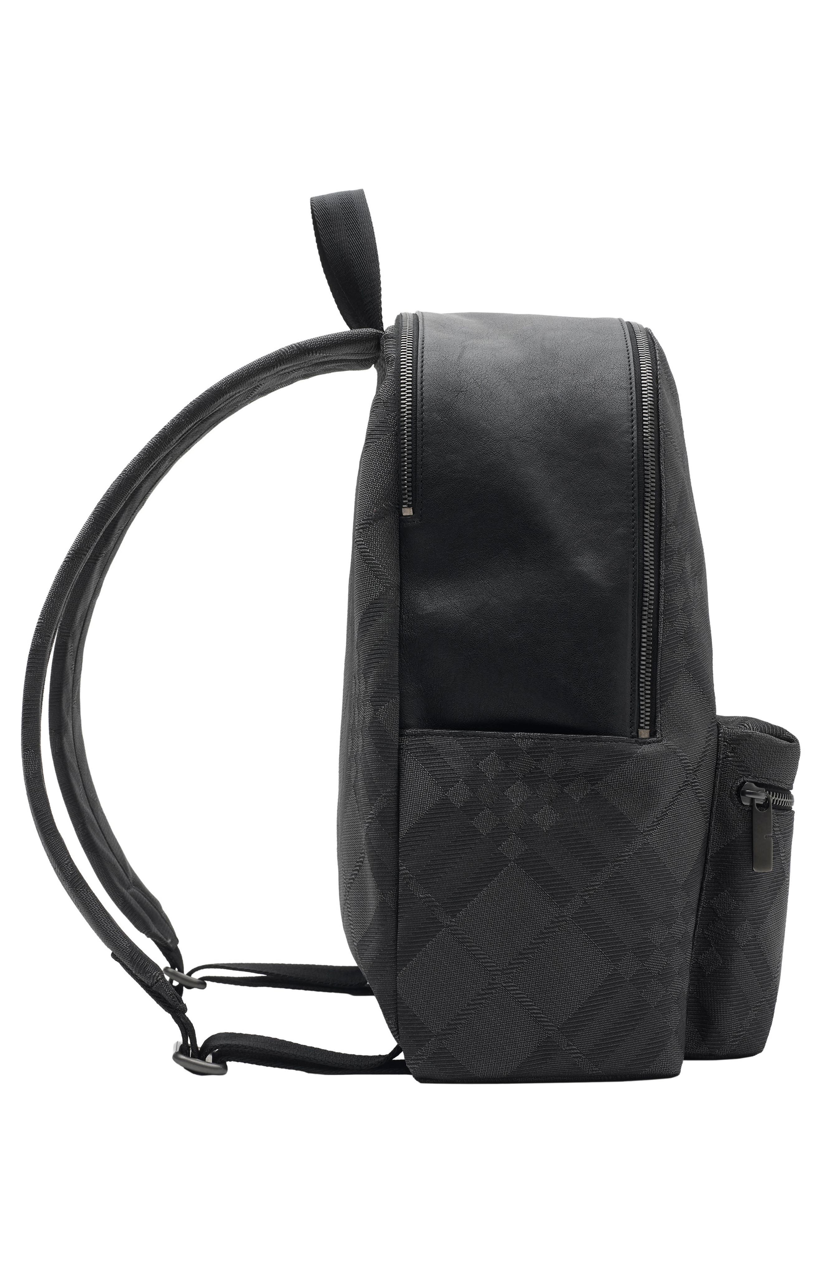Burberry Chester Check Jacquard Backpack, Alternate, color, Black