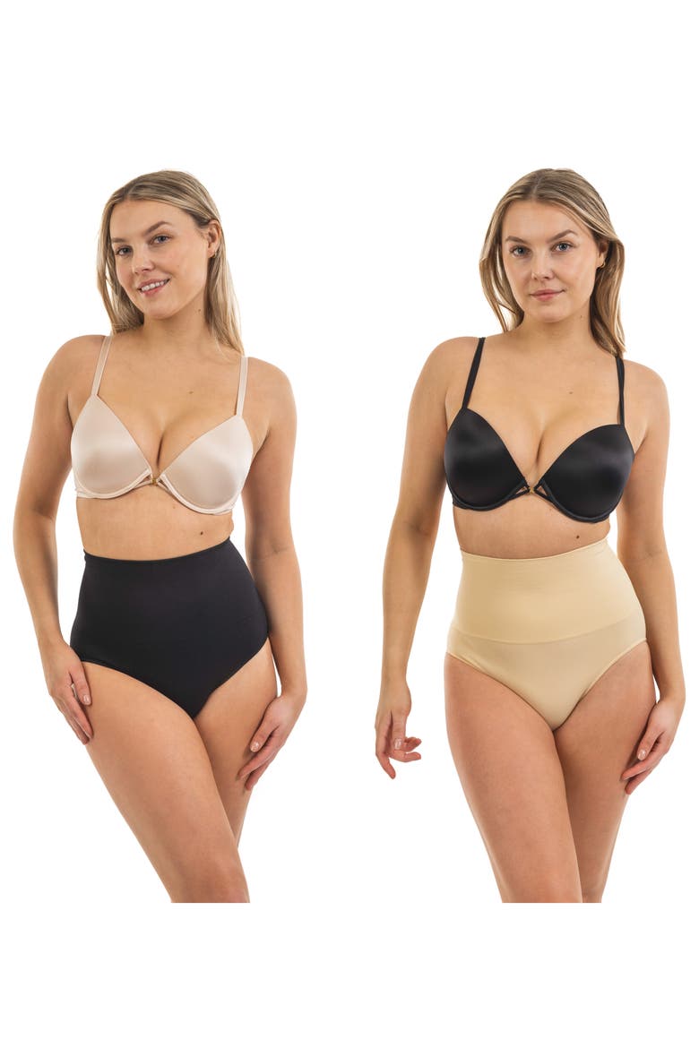 2-Pack High Waist Shaping Briefs, Alternate, color, BLACK/ NUDE