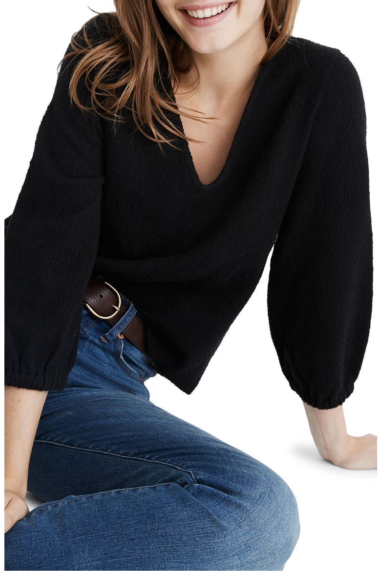 Texture & Thread Full Sleeve Top, Main, color, TRUE BLACK