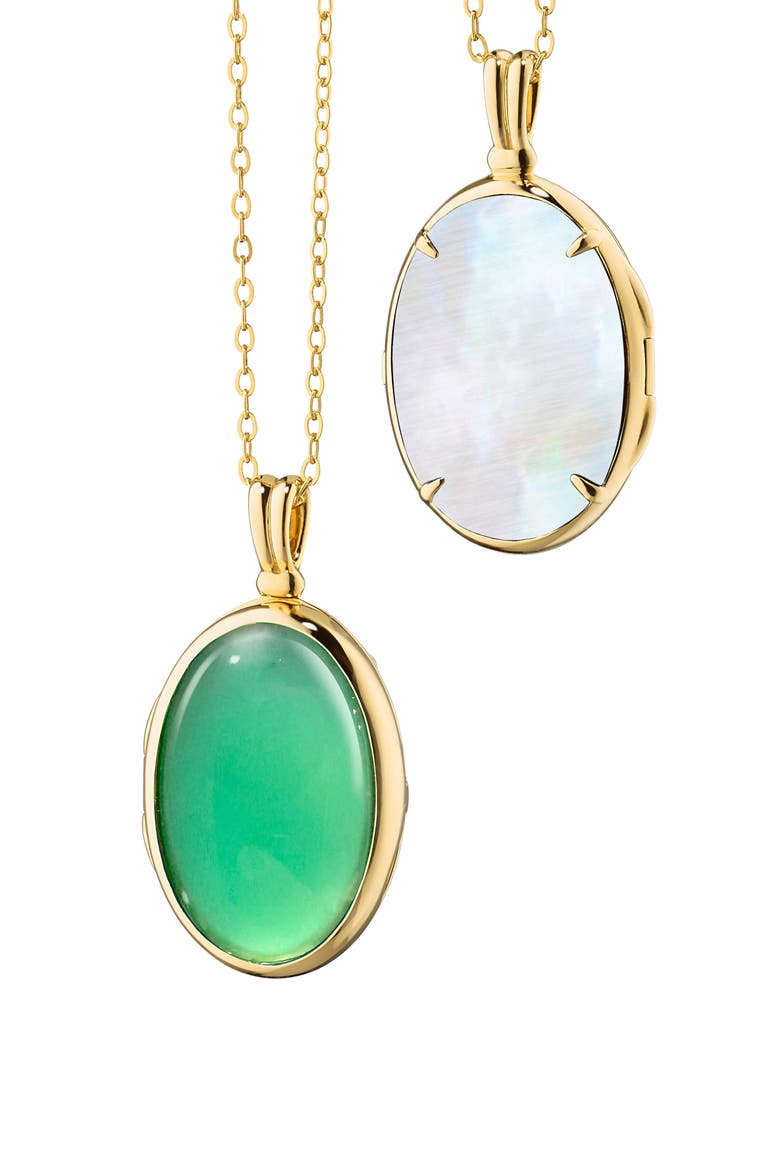 Amelia 18k Gold Green Agate Locket Necklace, Alternate, color, 18K YELLOW GOLD