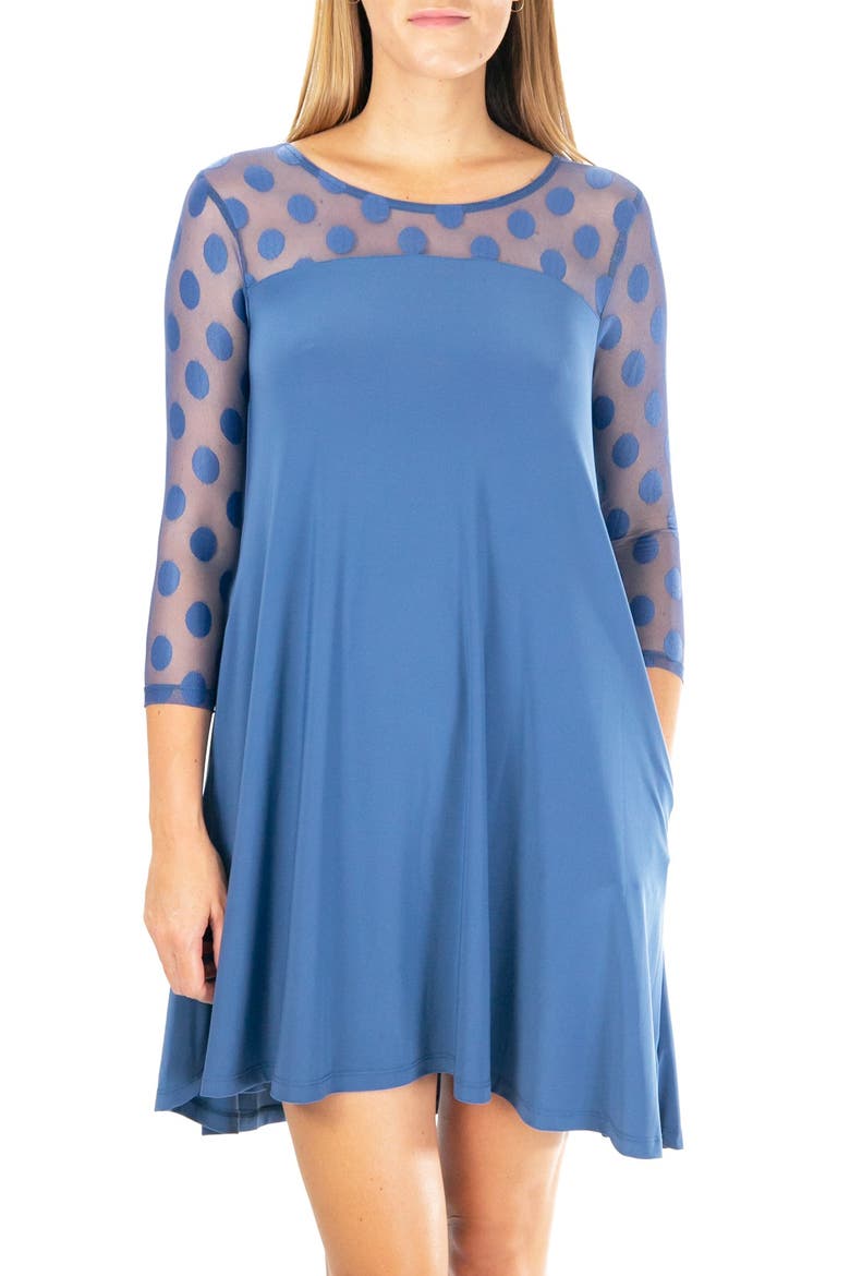 Illusion High-Low Swing Dress, Alternate, color, BLUEMOON