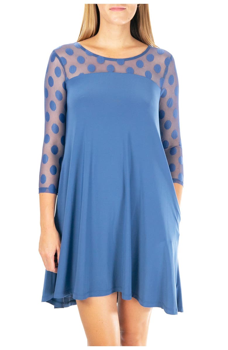Nina Leonard Illusion High-Low Swing Dress, Alternate, color, Bluemoon