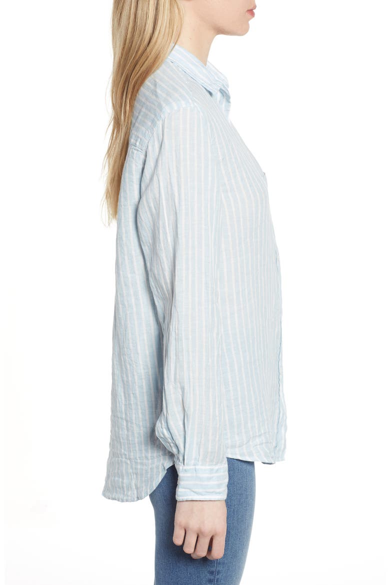 The Hero Linen Shirt, Alternate, color, BENAZIR BLUE AND WHITE STRIPE