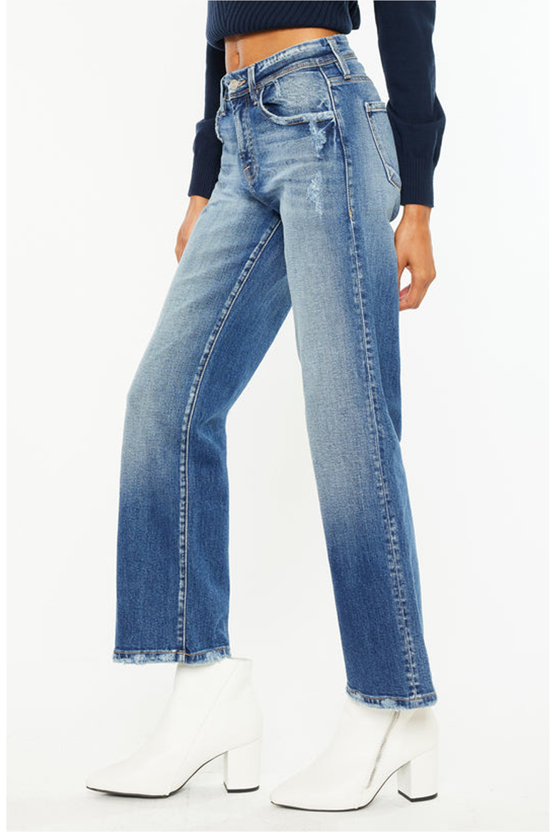 Angela Premier High Rise Slim Wide Leg Jeans, Alternate, color, Medium Wash