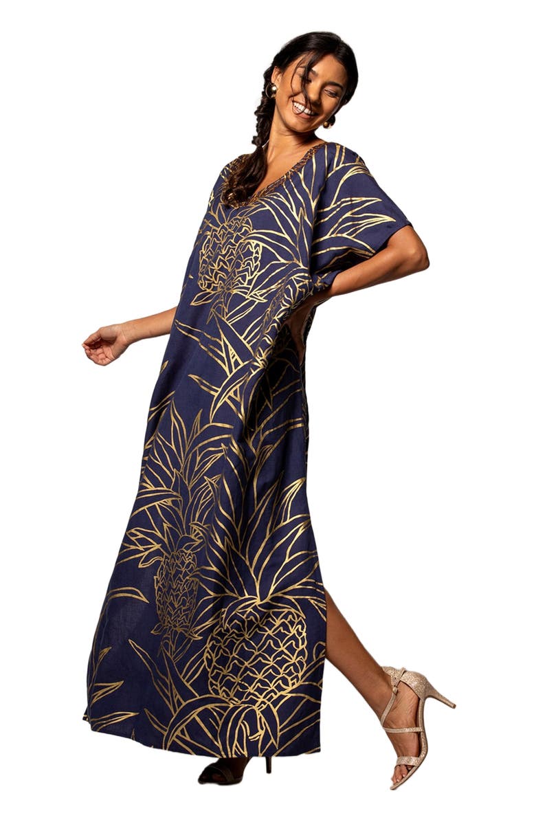 Tori Richard Pineapple Isle Amari Caftan, Alternate, color, 