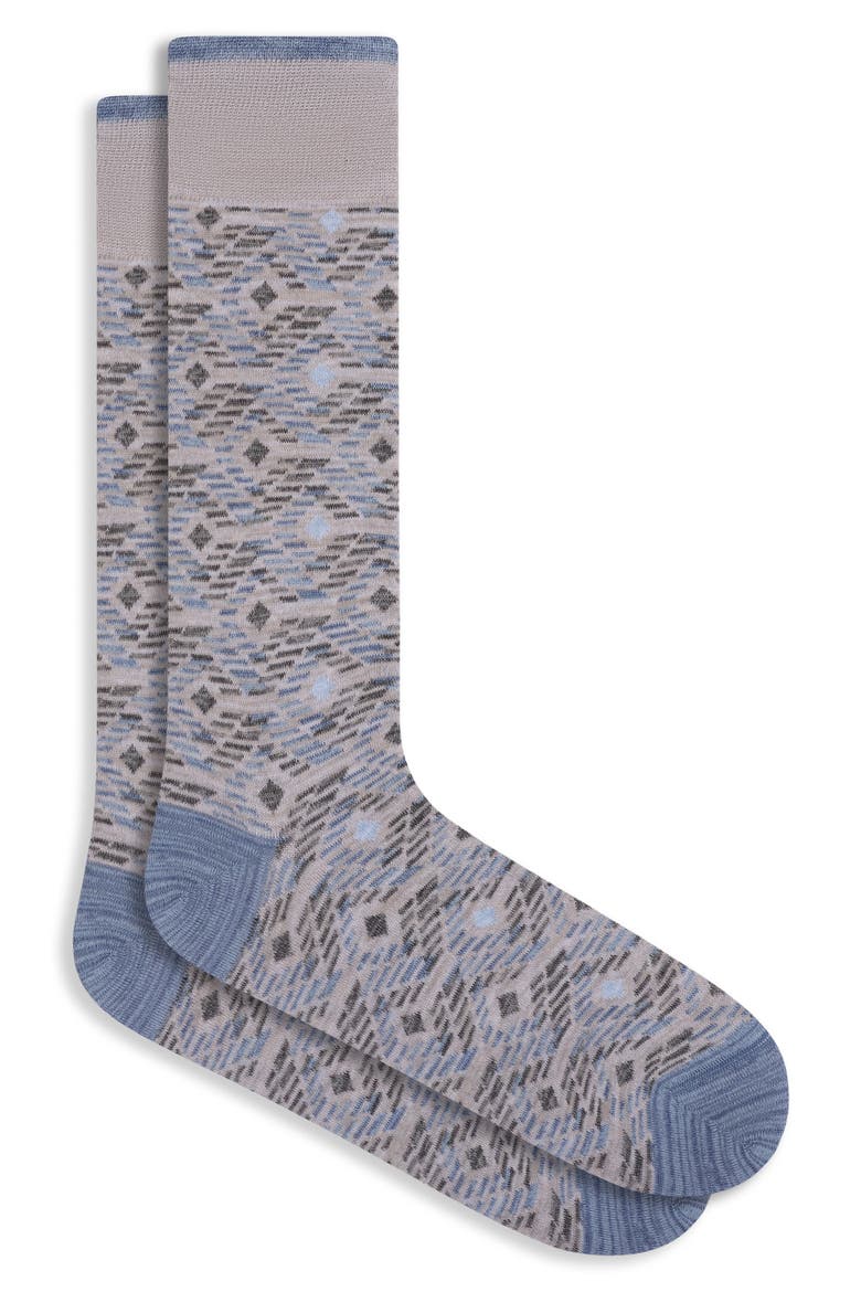 Diamond Cotton Blend Dress Socks, Main, color, CEMENT