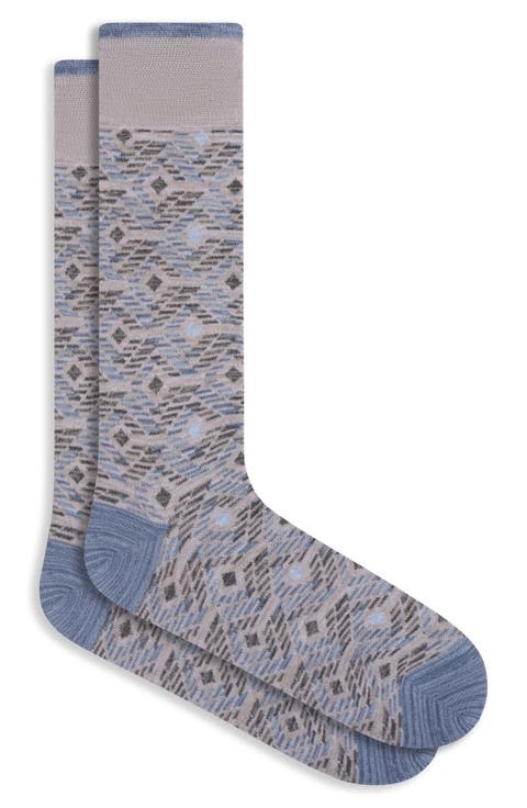 Diamond Cotton Blend Dress Socks