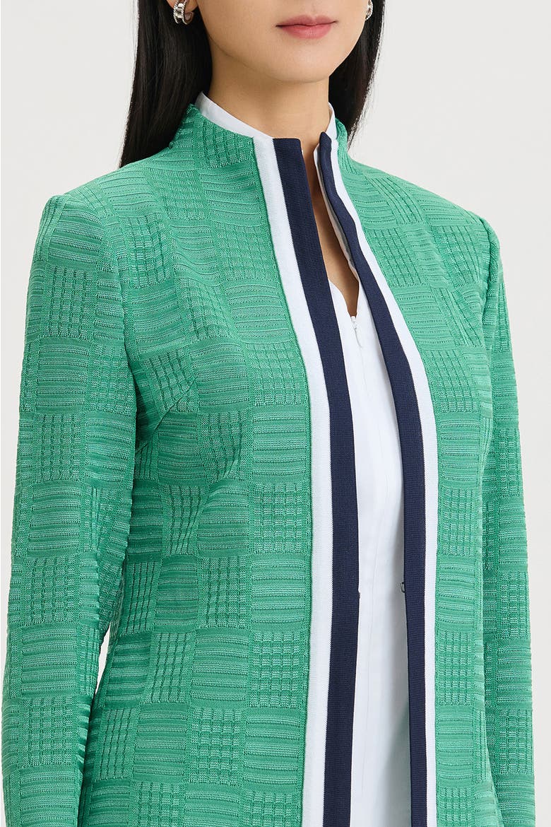 Heritage Contrast Trim Knit Jacket, Alternate, color, Kelly Green/Indigo/Ivory