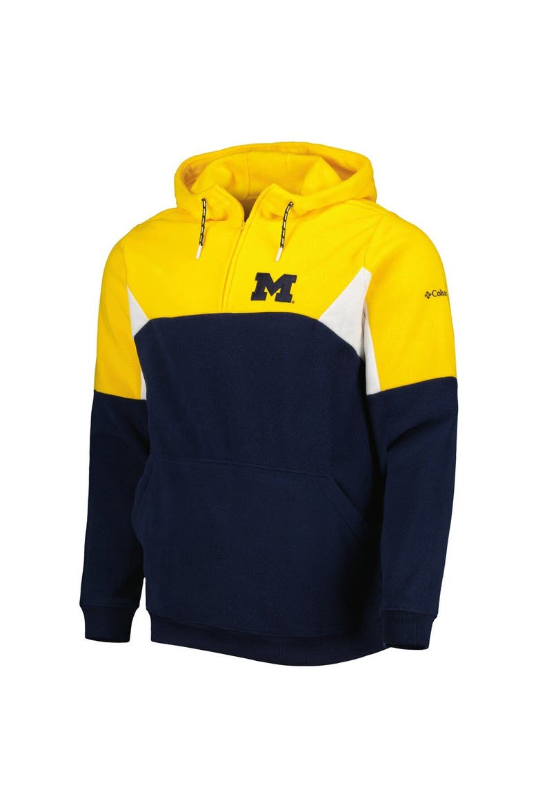 Men's Columbia Navy Michigan Wolverines Lodge Quarter-Zip Hoodie, Alternate, color, Navy