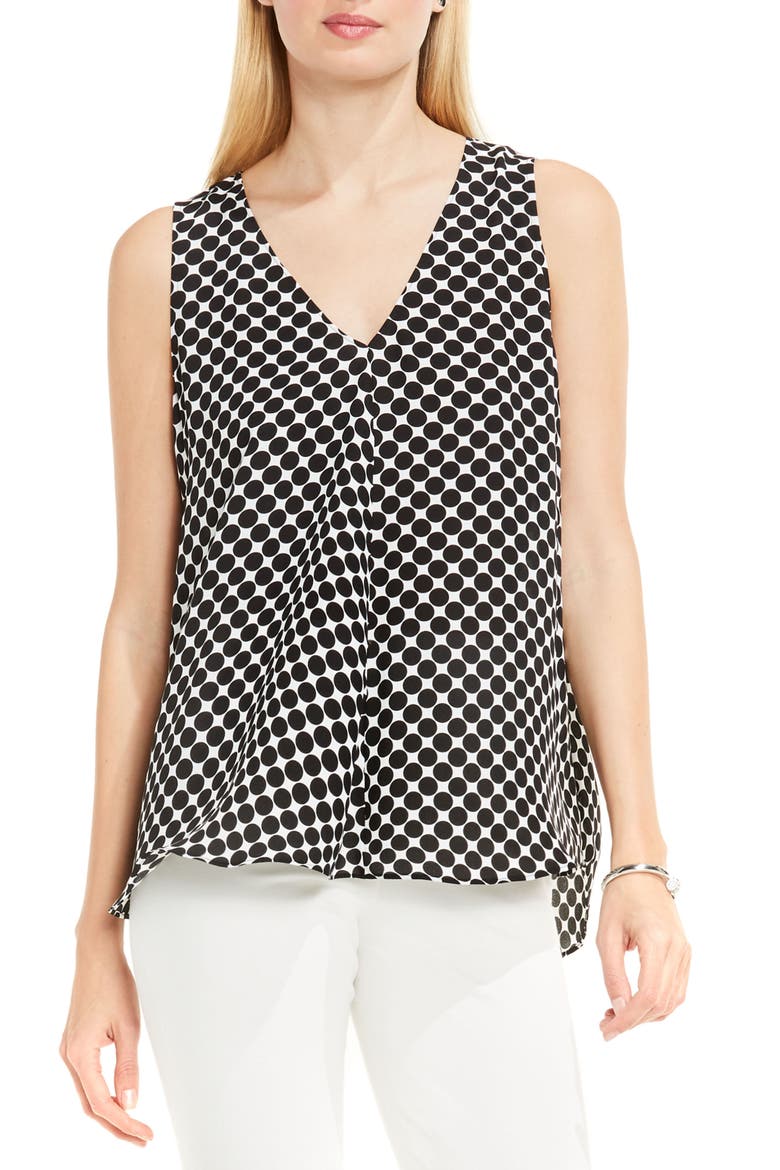 Dot Drape Front Blouse, Main, color, RICH BLACK