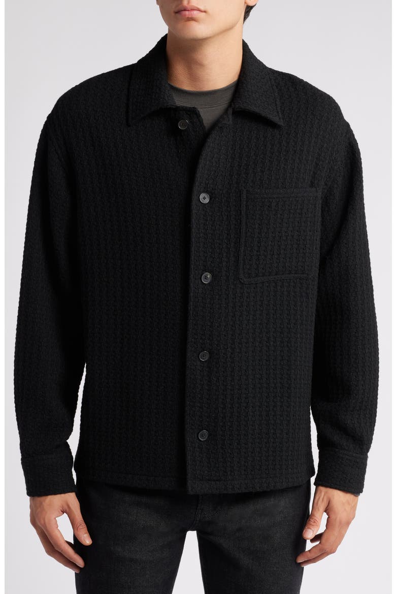 Textured Wool Blend Shirt Jacket, Alternate, color, BLACK
