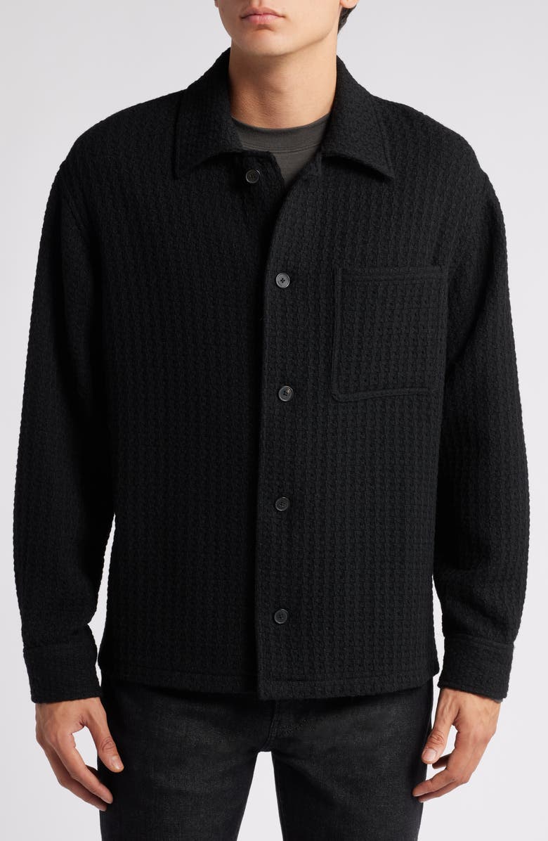 FRAME Textured Wool Blend Shirt Jacket, Alternate, color, Black
