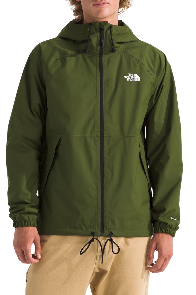 Antora Waterproof Rain Hoodie, Main, color, WOODLAND GREEN