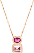 SAVVY CIE JEWELS Double Stone Sterling Silver Pendant Necklace