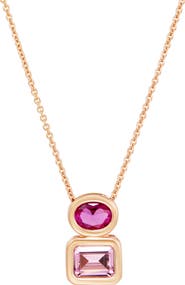 SAVVY CIE JEWELS Double Stone Sterling Silver Pendant Necklace