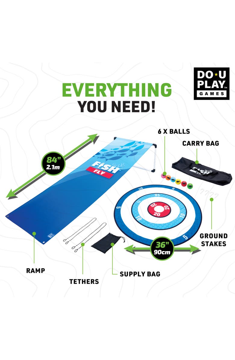 Do-U-Play Fish Fly Yard Game, Launch The Ball Off The Ramp, Family Game, Alternate, color, Multicolored