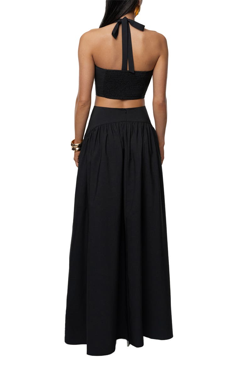 Haven Halter Crop Top & Maxi Skirt Set, Alternate, color, BLACK