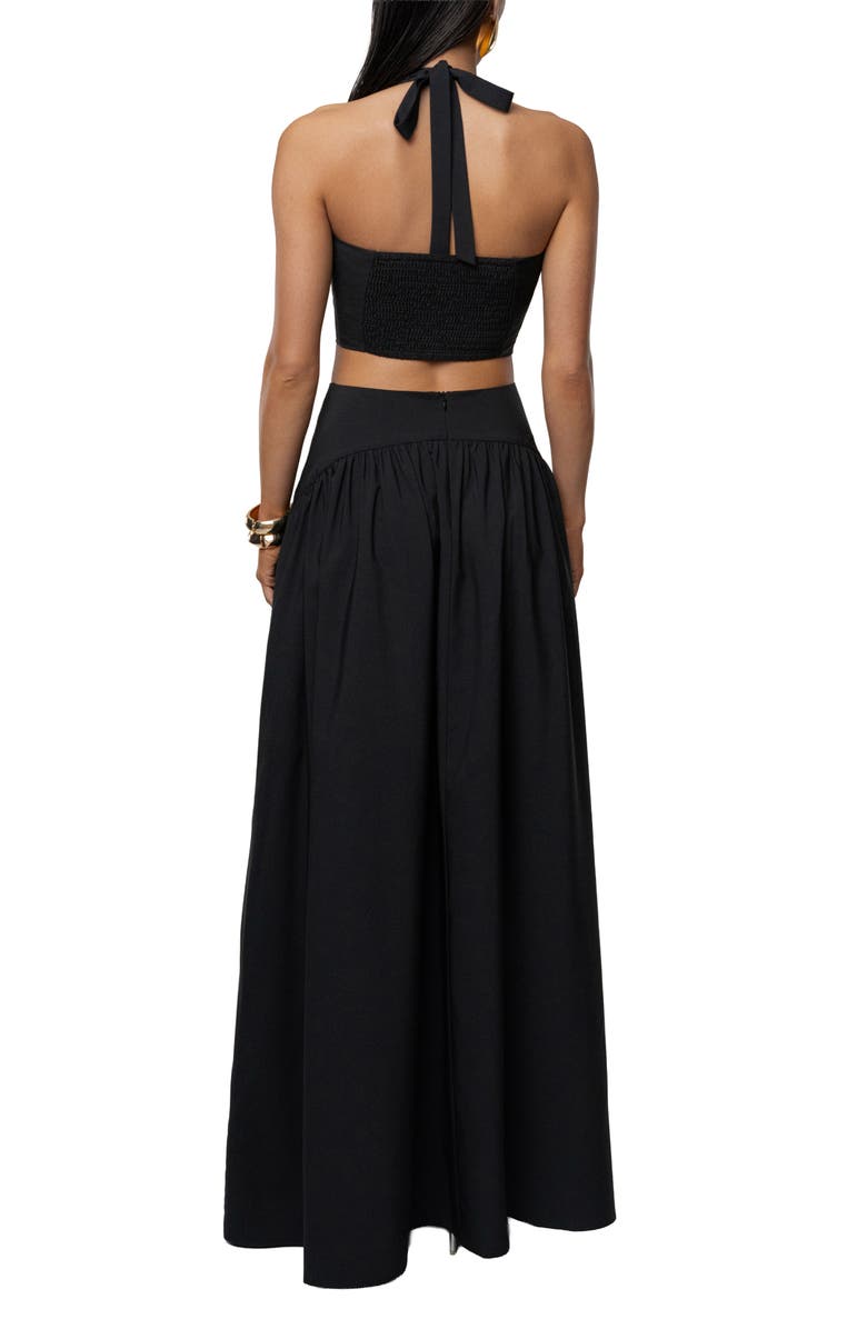 JLUXLABEL Haven Halter Crop Top & Maxi Skirt Set, Alternate, color, Black