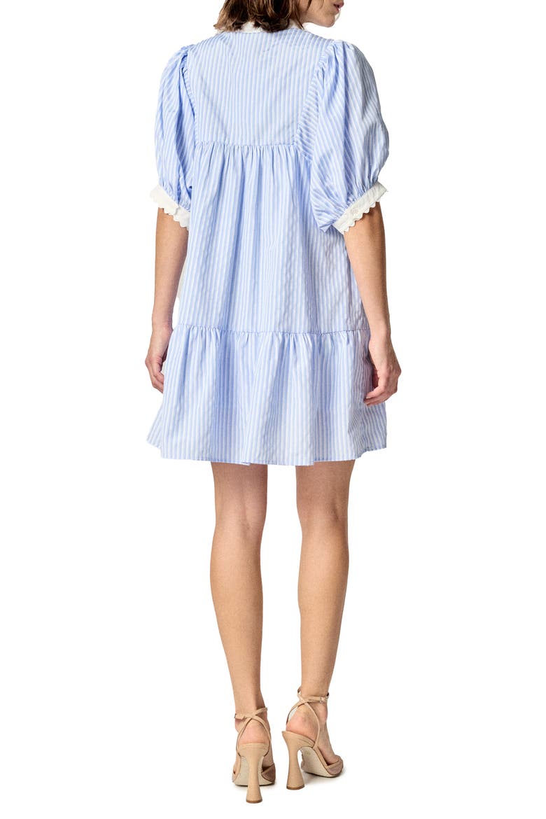 Scallop Stripe Minidress, Alternate, color, POWDER BLUE/ WHITE