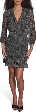 BCBG Floral Smocked Chiffon Minidress