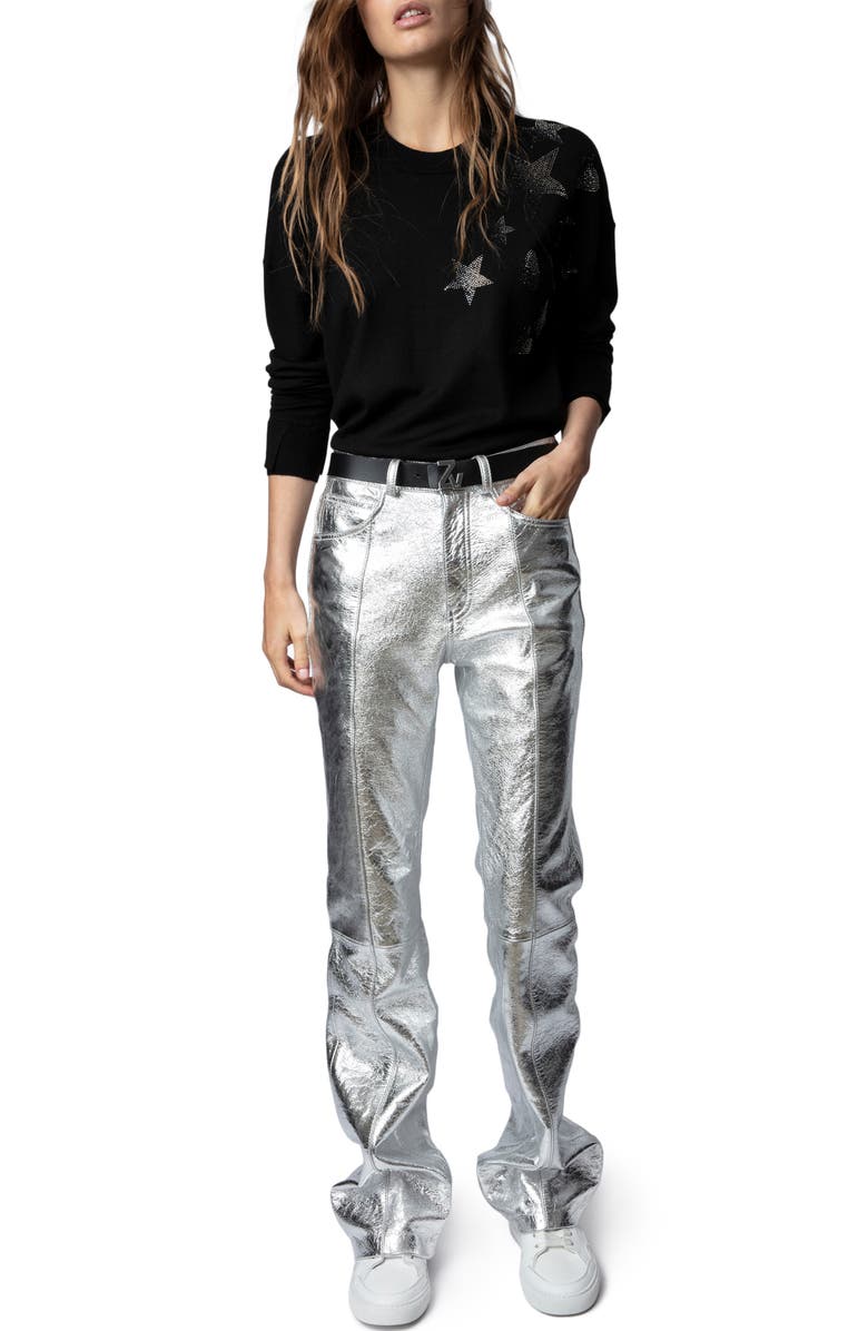 Zadig & Voltaire Gaby We Strass Embellished Merino Wool Sweater, Alternate, color,