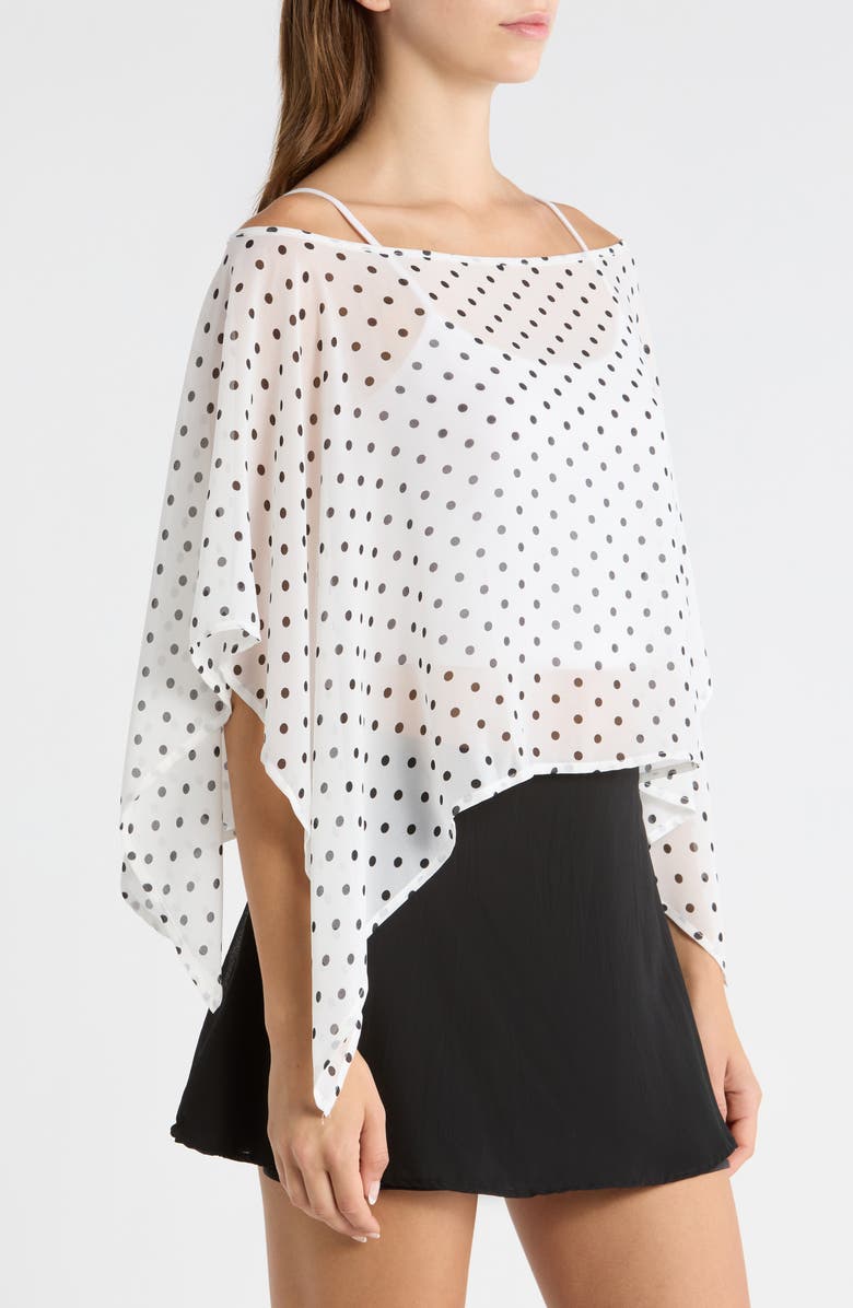 PacSun Coco Polka Dot Chiffon Poncho, Alternate, color, Polka Dot