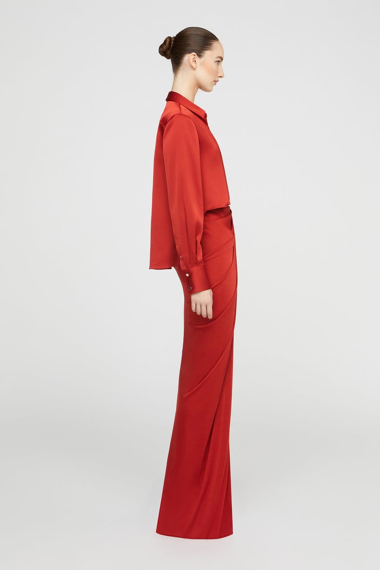 Katrine Jersey And Satin Gown, Alternate, color, Auburn
